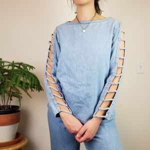 Vintage 90s Chambray Cutout Set